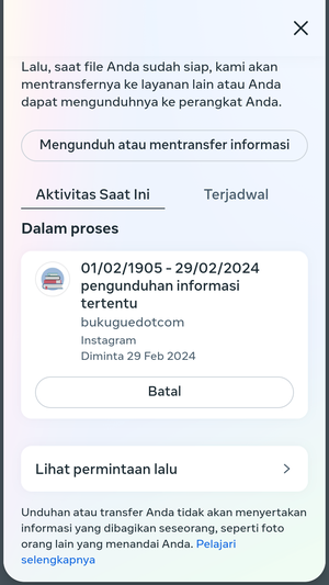 Cara Backup Chat DM di Instagram Melalui Fitur Unduh Informasi 13