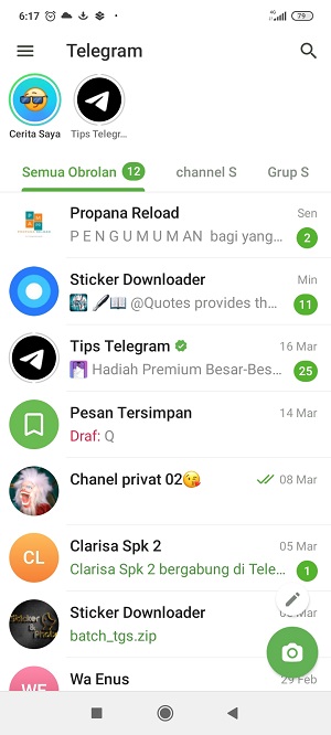 Halaman utama Telegram