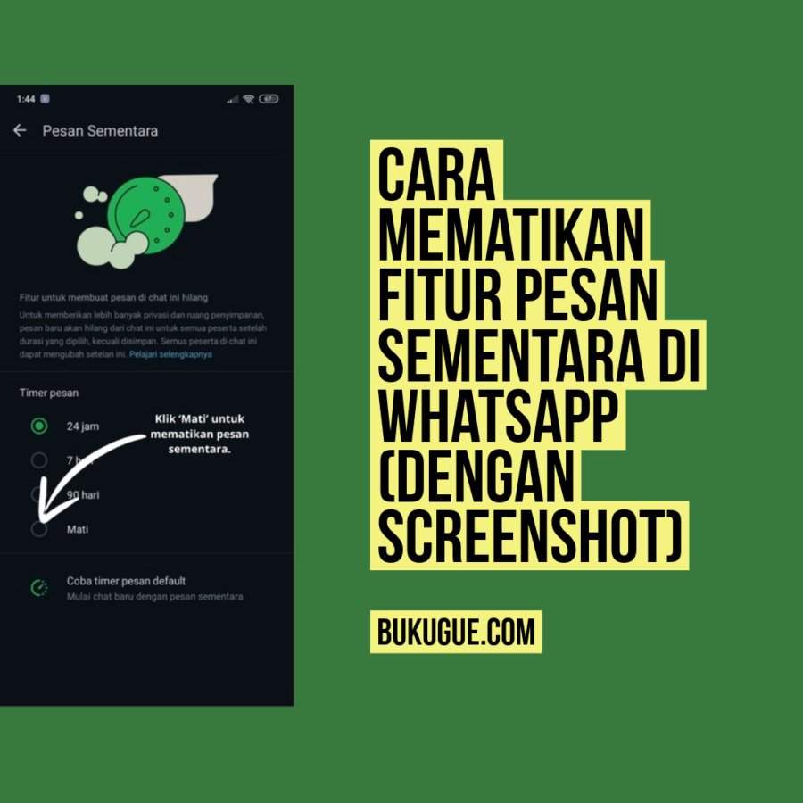Cara Mematikan Fitur Pesan Sementara di WhatsApp (Dengan Screenshot)