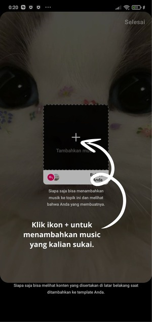 Klik ikon + untuk menambahkan music yang kalian sukai.