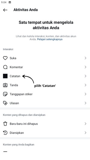 pilih catatan