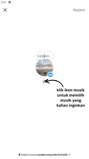 Klik ikon ‘Musik’ dibawah profil.