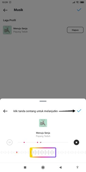 Klik tanda centang untuk melanjutkan.